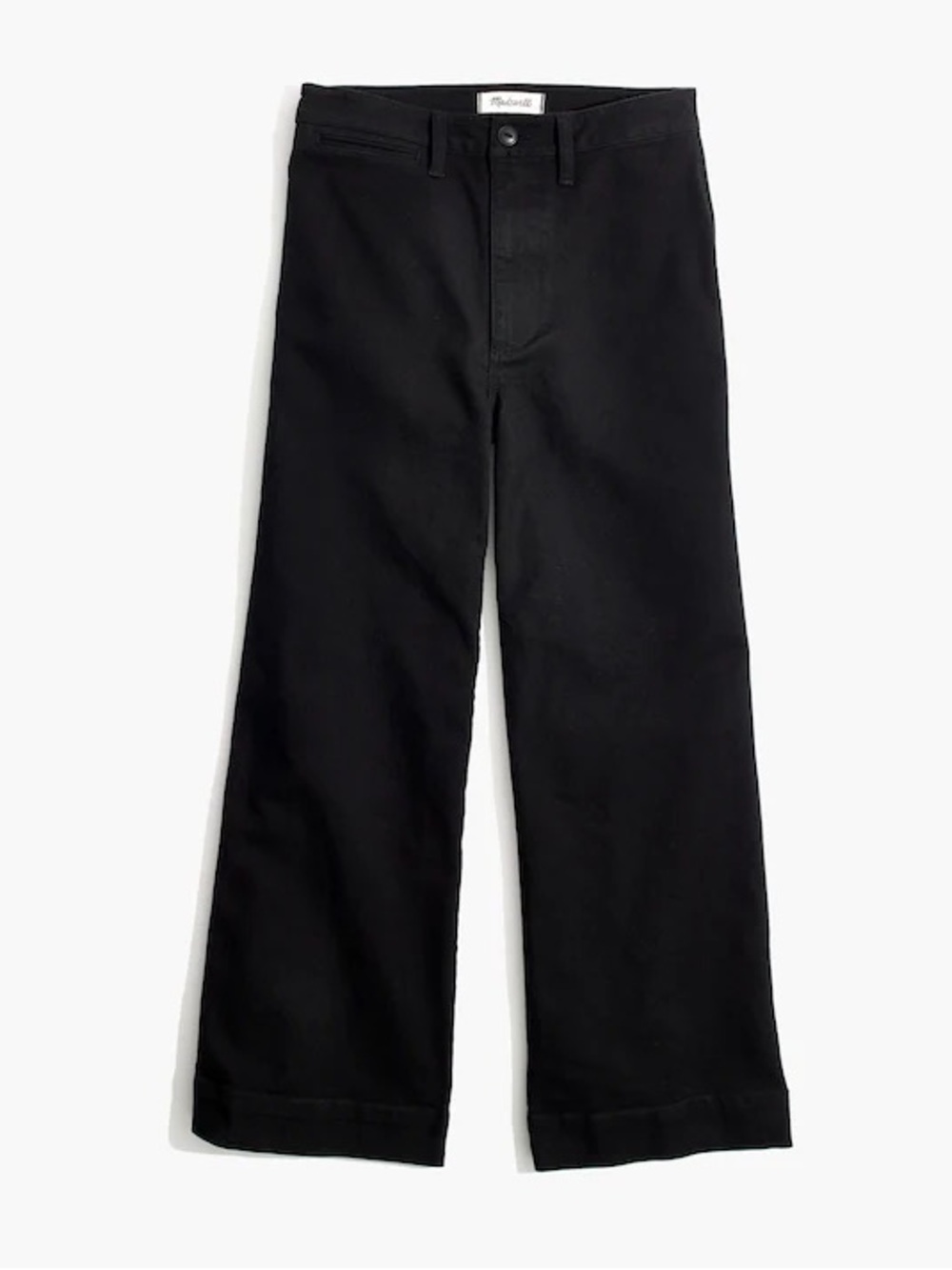 Madewell Emmett Wide Leg Crop Pants Black Twill Stretch High Rise Women's 28